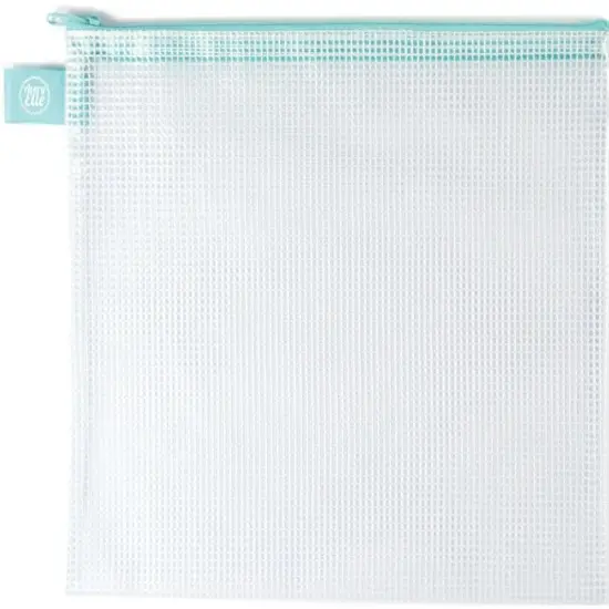 Avery Elle Zippered Vinyl Mesh Pouch-Aqua-Small {1}