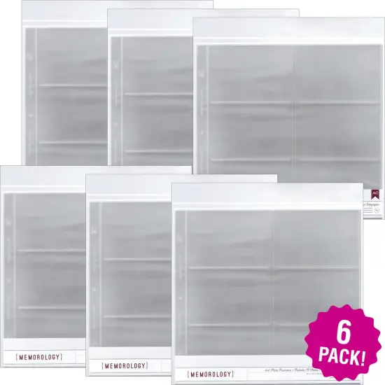 Multipack of 6 - American Crafts Side-Loading Page Protectors 12"x12" 10/Pkg-(6) 6"X4" Pockets {1}