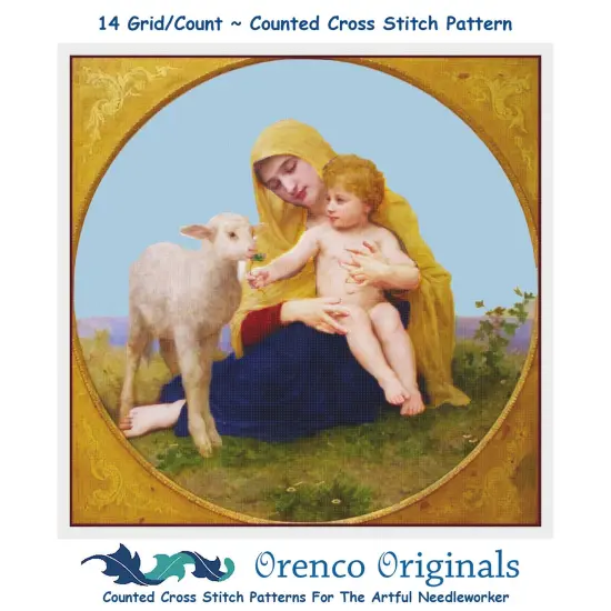 William Bouguereau's Madonna and the Lambs Counted Cross Stitch Chart Pattern {1}