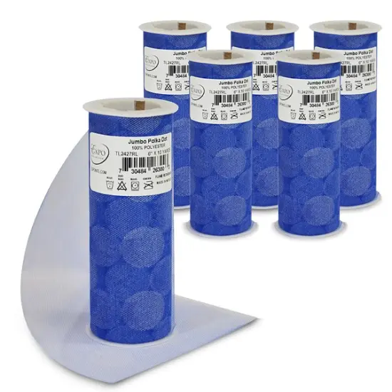 Premium Jumbo Polka Dot Tulle Spool of 6" X 10 Yards Royal Blue {1}