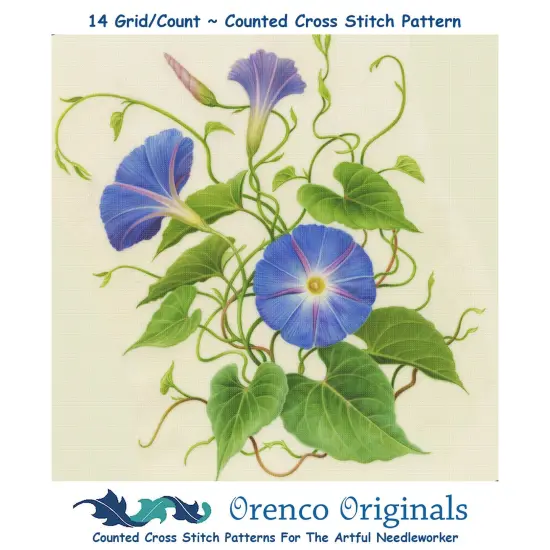 Orenco Originals Redoute Morning Glory Flower -Square Counted Cross Stitch Pattern {1}