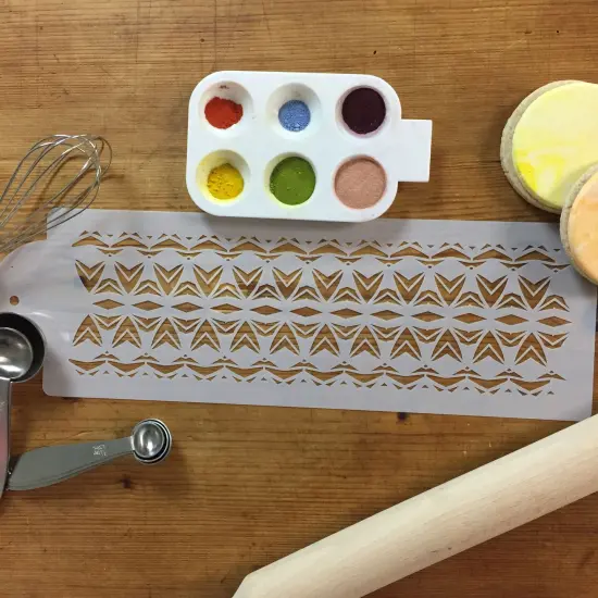 Aztec Cake Stencil Border | C907 by Designer Stencils | Cake Decorating Tools | Baking Stencils for Royal Icing, Airbrush, Dusting Powder | Reusable Plastic Food Grade Stencil for Cakes | Easy to Use & Clean Cake Stencil {4}