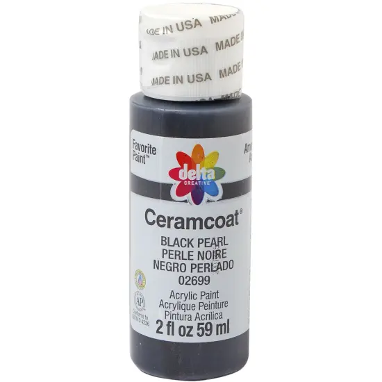 Delta Ceramcoat Acrylic Pearl Paint 2oz-Black {2}