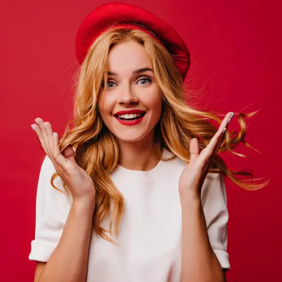 Red French Style Beret - Women's Classic Beret Hat for Casual Use - 1 Piece {2}