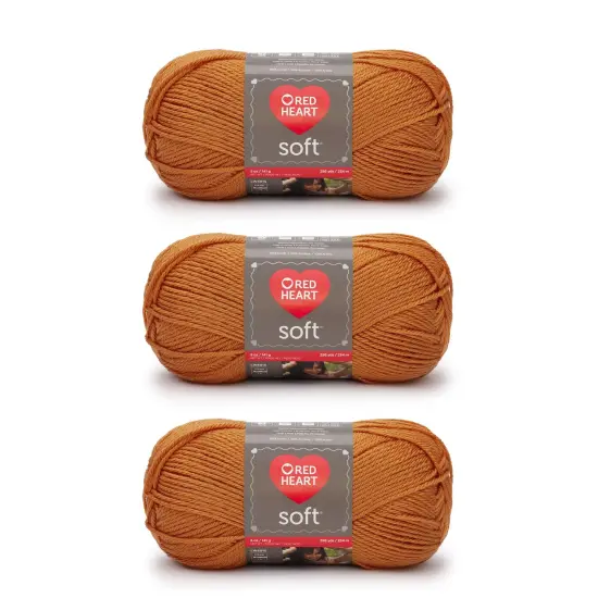 Red Heart Soft Tangerine Yarn - 3 Pack of 141g/5oz - Acrylic - 4 Medium (Worsted) - 256 Yards - Knitting/Crochet {1}