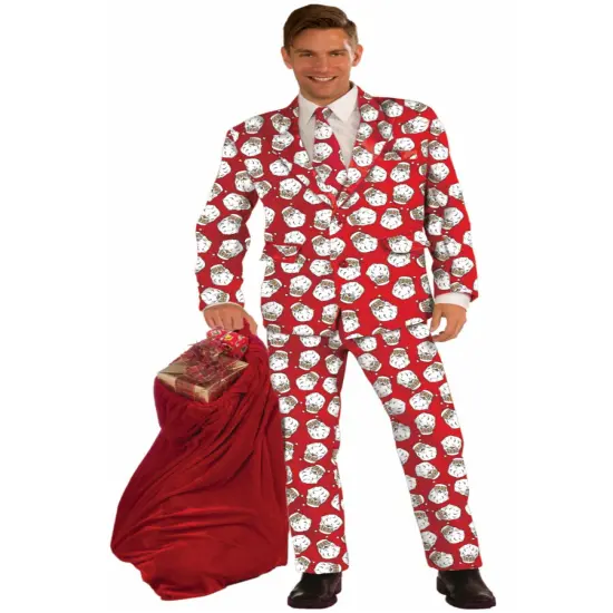 Adults Men's Christmas Holiday Novelty Santa Formal Suit Costume {1}