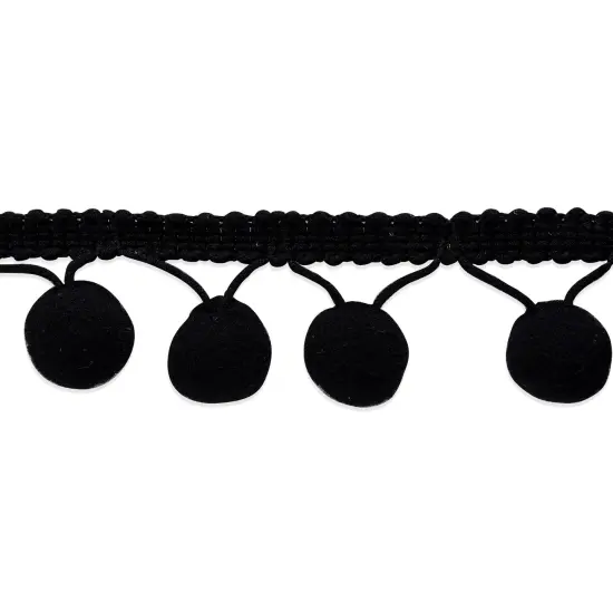 20 yards of 5/8"Lo lita Pom Pom Fringe Trim | 20 yard cut Black {1}
