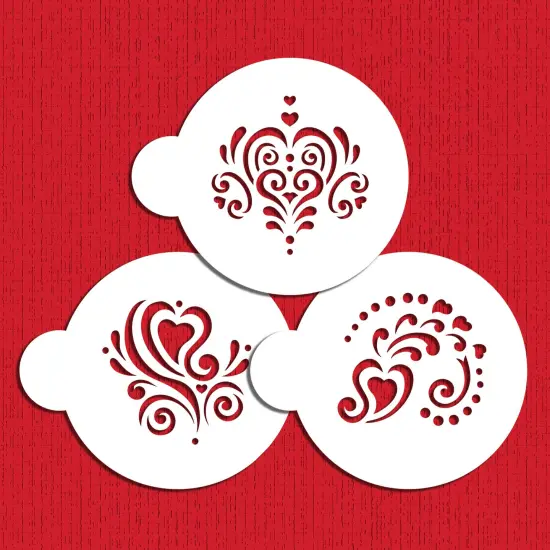 Mini Amore Cookie & Cupcake Stencil Set | C880 by Designer Stencils | Cookie Decorating Tools | Baking Stencils for Royal Icing, Airbrush, Dusting Powder | Reusable Plastic Food Grade Stencil for Cookies | Easy to Use & Clean Cookie Stencil {1}