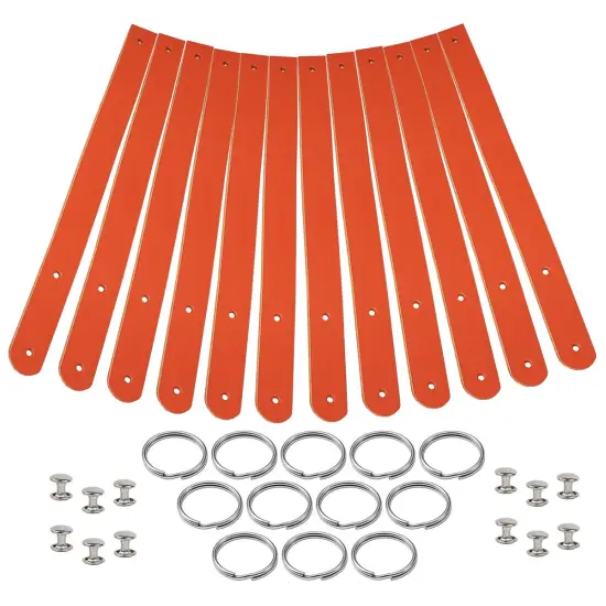 Blank Leather Keyrings 12 Pack &ndash; Pre-Cut Blanks with Hardware for Hot, Foil Stamping & Engraving Orange {1}