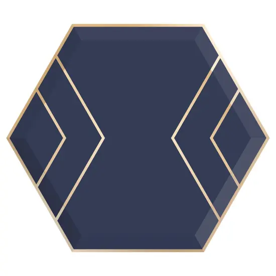 Paper Plates - Large - Navy & Gold {1}