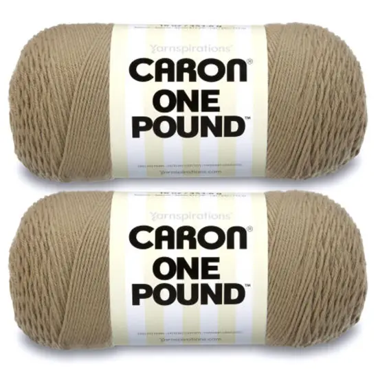 Caron One Pound Taupe Yarn - 2 Pack of 454g/16oz - Acrylic - 4 Medium (Worsted) - 812 Yards - Knitting/Crochet {1}