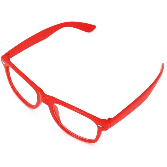 Red Clear Lens Glasses - 80's Style Non Prescription Retro Frames Nerd Costume Eyeglasses {5}