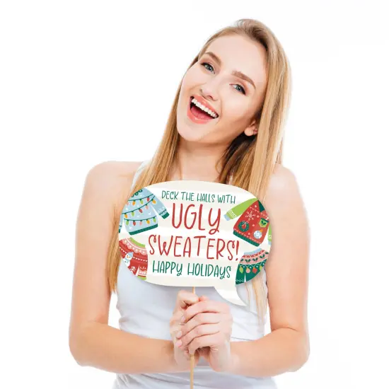 Big Dot of Happiness Colorful Christmas Sweaters - Ugly Sweater Holiday Party Photo Booth Props Kit - 20 Count {4}
