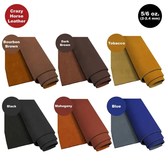 ELW Crazy Horse Leather 5-6 OZ (2-2.4mm) Full Grain Cowhide Handmade Leather for DIY, Crafts, Sheaths, Sewing, Workshop {1}