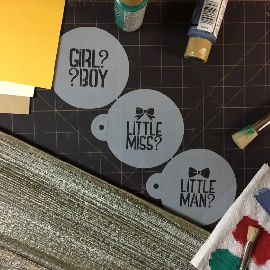 Gender Reveal Cookie Stencil Set | C989 By Designer Stencils | Cookie Decorating Tools | Baking Stencils for Royal Icing, Airbrush, Dusting Powder | Reusable Plastic Food Grade Stencil for Cookies | Easy to Use & Clean Cookie Stencil {2}