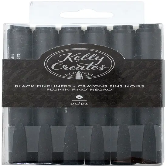 Kelly Creates Fineliners Pens 6/Pkg-Black {1}