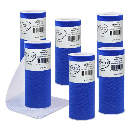 Pack of 6 Decorative Matte Tulle Spool of 6 Inch X 25 Yards Royal Blue {1}