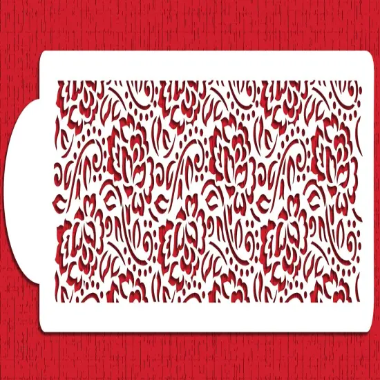 Chantilly Lace Cake Stencil Side #1 | C869 by Designer Stencils | Cake Decorating Tools | Baking Stencils for Royal Icing, Airbrush, Dusting Powder | Reusable Plastic Food Grade Stencil for Cakes | Easy to Use & Clean Cake Stencil {2}