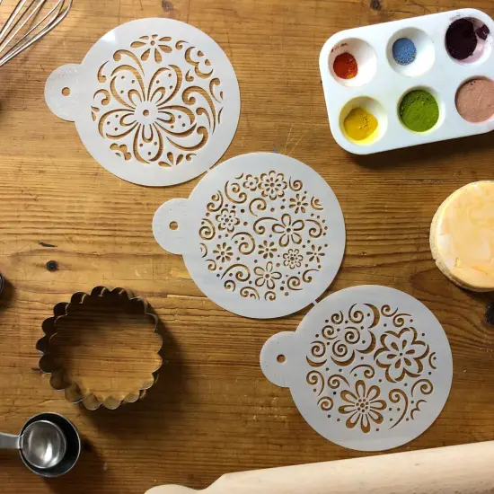 Color Splash Cookie Stencil Set | C896 by Designer Stencils | Cookie Decorating Tools | Baking Stencils for Royal Icing, Airbrush, Dusting Powder | Reusable Plastic Food Grade Stencil for Cookies | Easy to Use & Clean Cookie Stencil {4}