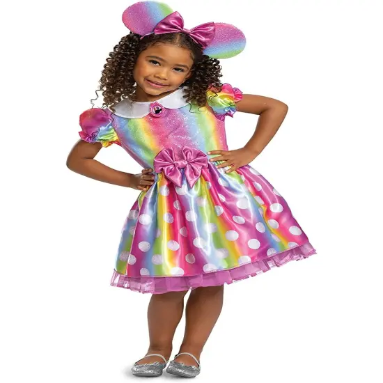 Girl's Rainbow Minnie Mouse Dress Costume {1}
