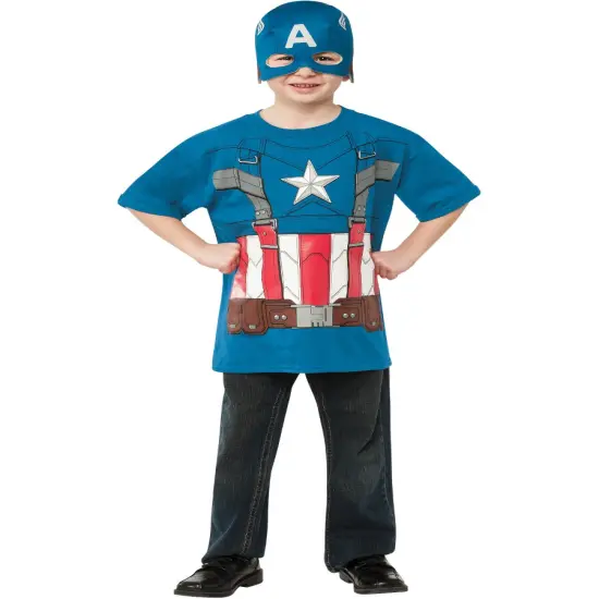 Child's Marvel Retro Captain America T-Shirt With Mask Costume {1}