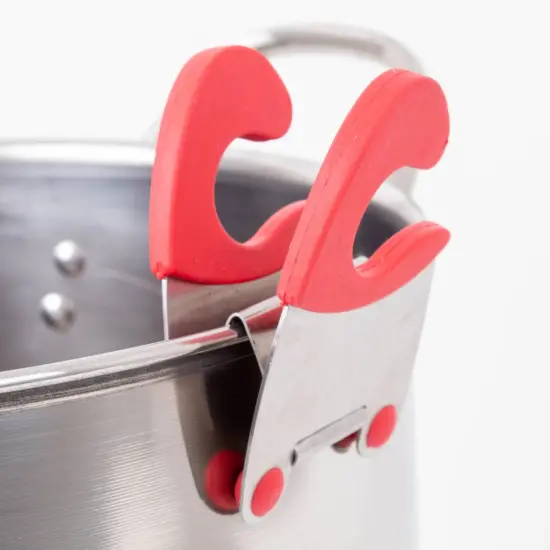 Lehman's Pot Clip Spoon Rest Clamp, Stainless Steel and Rubber Grip, Red {5}