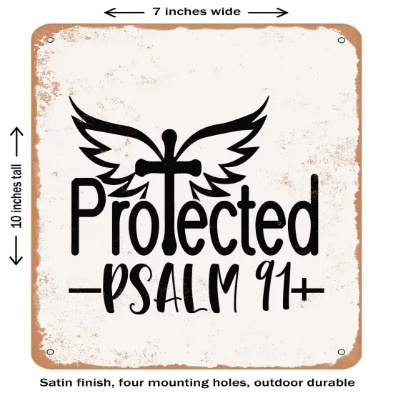 DECORATIVE METAL SIGN - Protected Psalm1- Vintage Rusty Look {1}