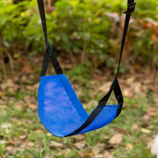 Indoor and Outdoor Patio Playground Kids Fun Hanging Mesh Fabric Tree Swing with Adjustable Strap Blue {4}