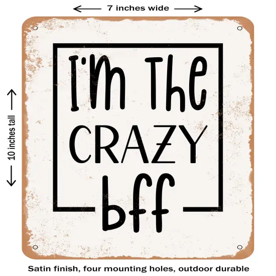 DECORATIVE METAL SIGN - I'm the Crazy Bff- Vintage Rusty Look {1}