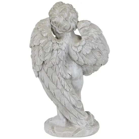 Northlight Cherub Wrapped in Wings Outdoor Garden Statue - 8" Gray {6}