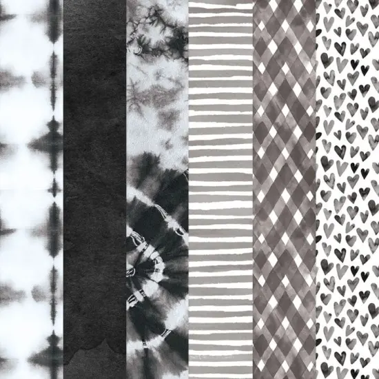Black Colorways Pattern 12 x 12 Scrapbook Paper Set {1}