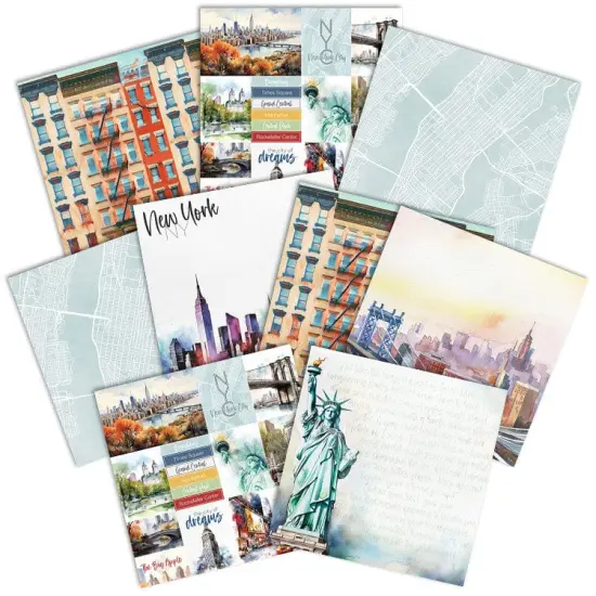 New York City Watercolor 12 x 12 Scrapbook Paper Set {2}
