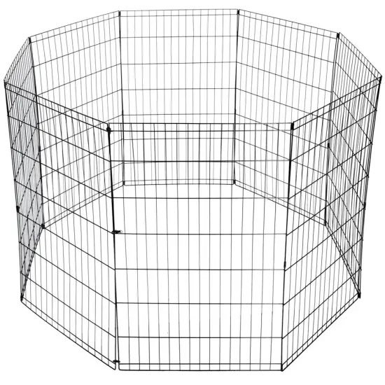 42 Inch 8 Panels Dog Playpen Fence Pet Play Pen Exercise Cage Kennel Indoor {1}