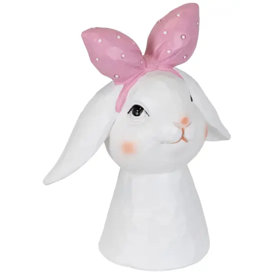 Northlight Easter Bunny Bust with Hair Bow - 7.5" - White and Pink {5}