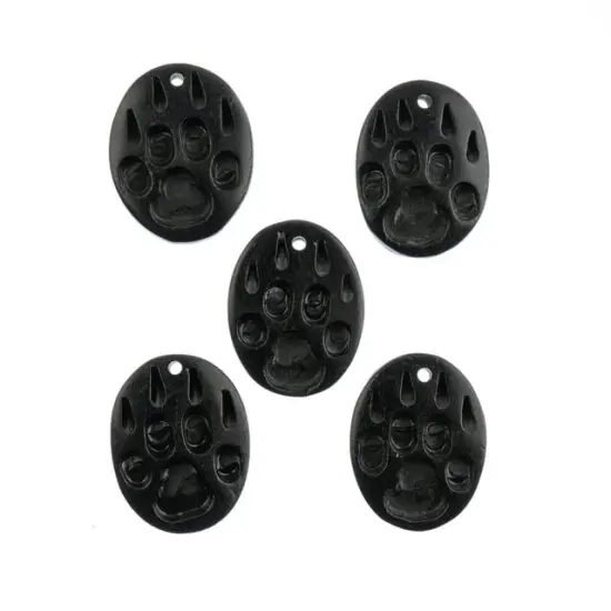 John Bead 1.25" Paw Natural Bone Pendants Dark Grey {1}