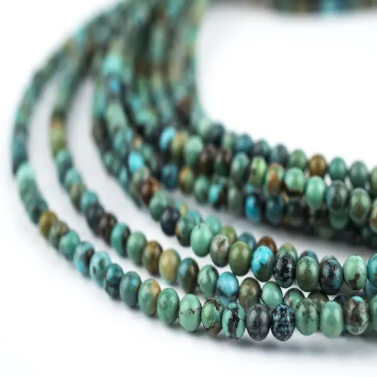 The Bead Chest Round Turquoise Beads - Quality Genuine Turquoise Stone Beads for Crafts and Jewelry Making (3mm) - Single 16" Strand {1}