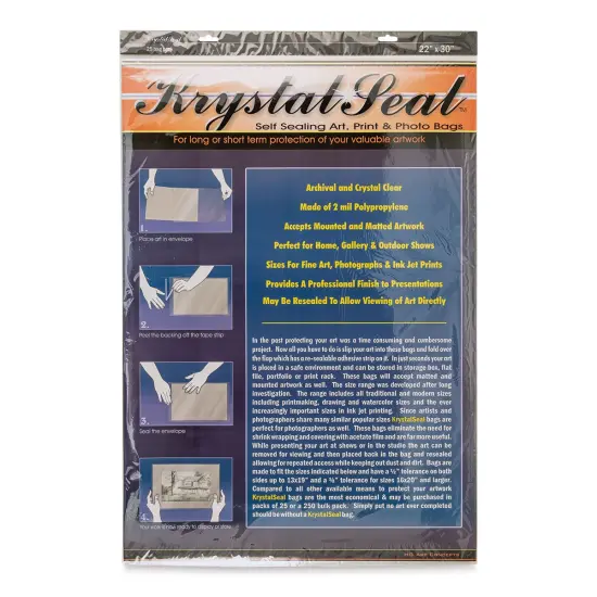 Krystal Seal Self-Sealing Art, Print, and Photo Bag Pack - 22" x 30", Pkg of 25 {1}