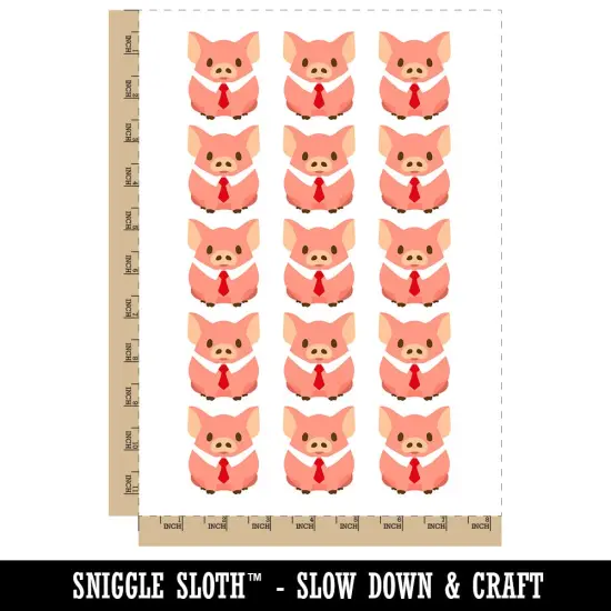 Business Pig Tie Collar Temporary Tattoo Water Resistant Fake Body Art Set Collection (1 Sheet) {4}