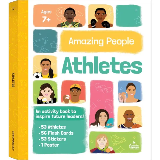 Amazing People: Athletes Activity Book, 2nd Grade Workbook With Biographies, Learning Activities, Stickers, Flash Cards, Poster, and More for Kids Ages 7 and Up {1}
