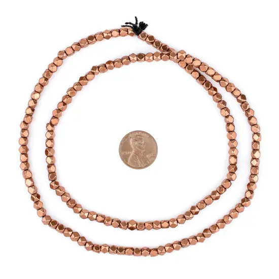 The Bead Chest Cornerless Cube Beads - Full Strand of Faceted Ethnic Metal Spacers (4mm, Copper) {2}