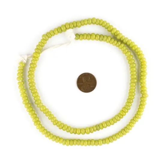 The Bead Chest Lime Green Glass Donut Beads - 24 Inch Strand of Indonesian Rondelle Java Glass Beads for Crafts & Jewelry Making {2}