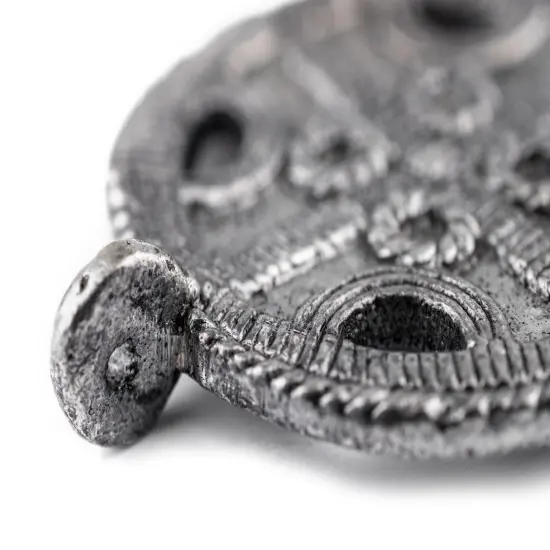 The Bead Chest Silver Circular Cross Tribal Baule Connector Pendant (39x50mm): African Tribal Metal Pendant for DIY Jewelry and Necklace {4}