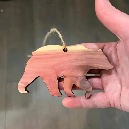CEDAR Bear Silhouette - Cedar Ornament {3}