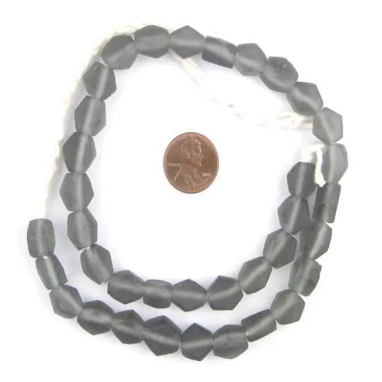 The Bead Chest Charcoal Hexagon Java Recycled Glass Beads - Full Strand of Faceted Bottle Glass Beads | Approximately 25 Beads {2}