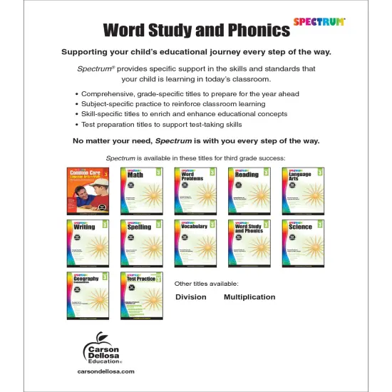 Spectrum Grade 3 Word Study and Phonics Workbook, Language Arts Book Covering Vocabulary, Dictionary Skills, Spelling, Figures of Speech, Prefixes, Suffixes, ELA Classroom or Homeschool Curriculum {2}