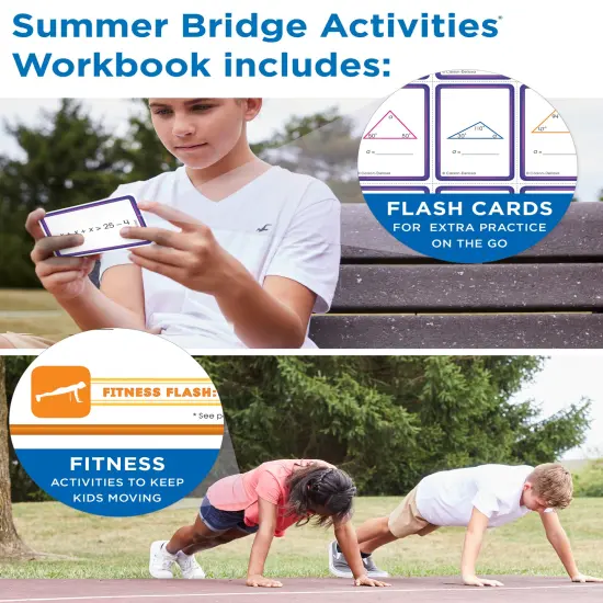Summer Bridge Activities 6-7 Bundle, Ages 11-12, Math, Reading Comprehension, Writing, Science Summer Learning 7th Grade Workbooks All Subjects With Flash Cards, Children's Books, Drawstring Bag {4}