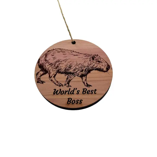 Worlds Best Boss Capybara - Cedar Ornament {1}