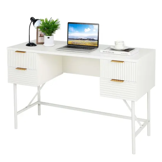 Costway 48" Computer Desk with 4 Drawers Storage Metal Frame Modern Study Writing Desk {1}