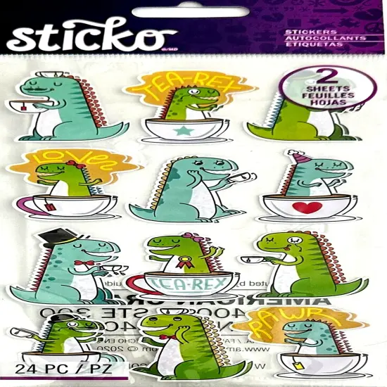 Sticko Tea Rex Stickers-2 Sheet Set {1}