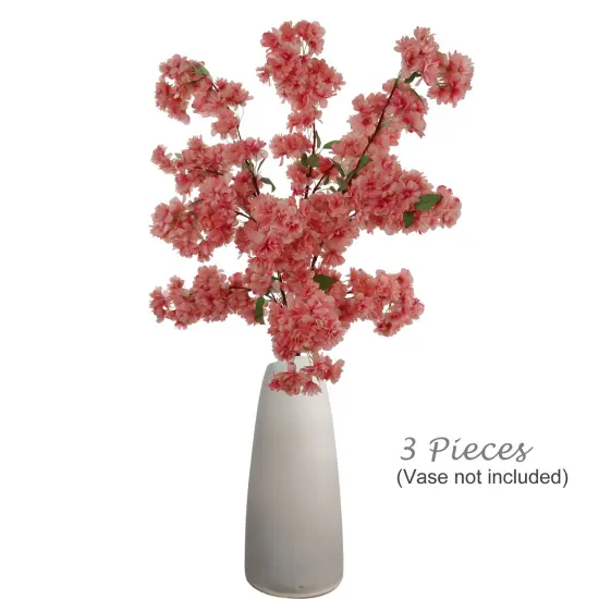 Cherry Blossom Stem: Set of 3, 40-Inch, Silk Flowers, Floral Home by Artificial Flowers Pink {4}